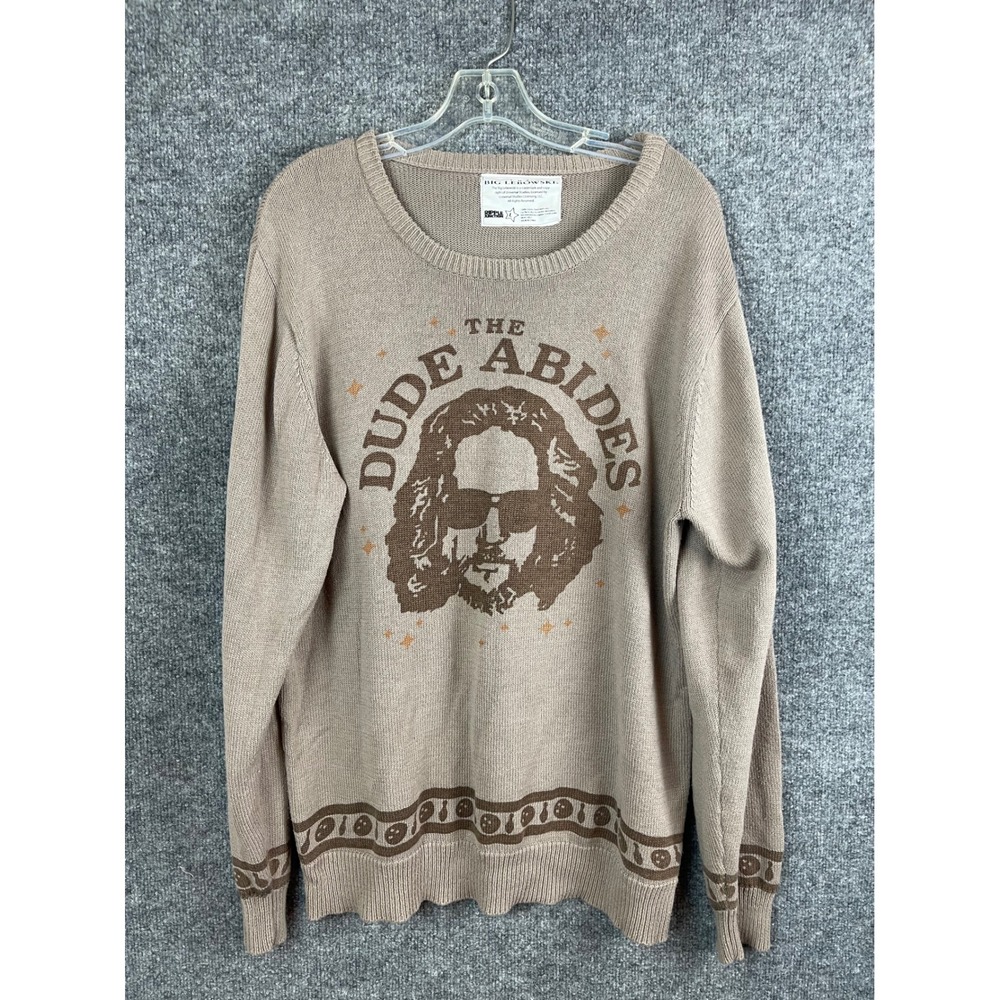 Ripple Junction Big Lebowski‎ Sweater Men Large Tan The Dude Abides Graphic